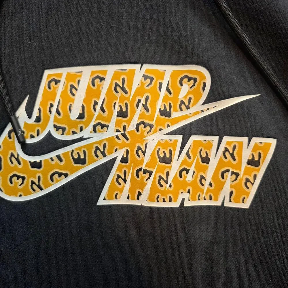 Jordan Jumpman Hoodie Mens M Black Fleece Pullover Leopard Graphic Sweatshirt